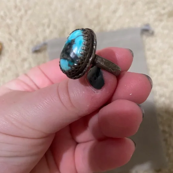 Vintage real turquoise ring - Picture 3 of 6